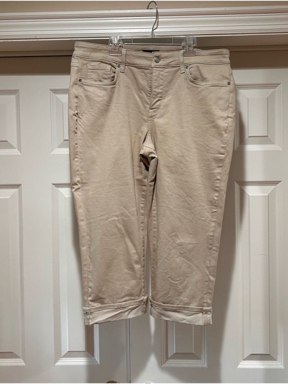 NYDJ Beige Cropped Straight-Leg Jeans